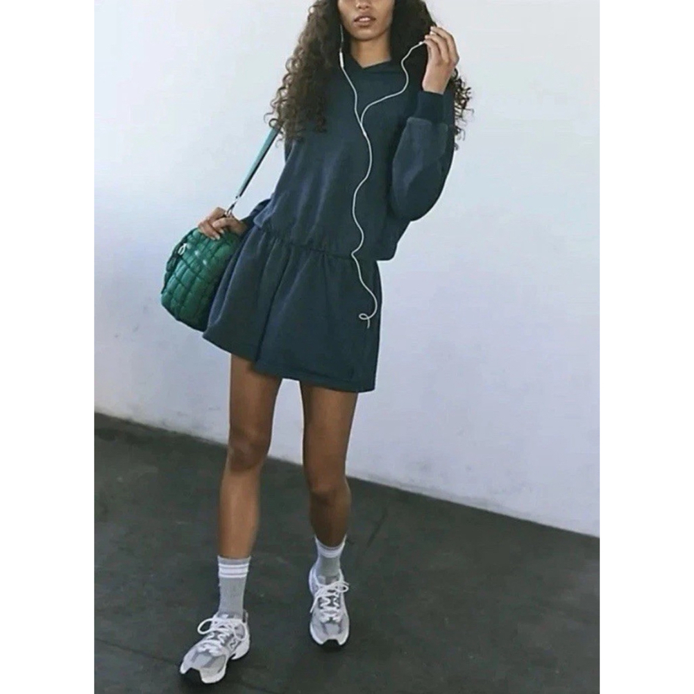 Free People Such A Flirt Romper Midnight Navy Size XS Athletic Oversized Comfy￼